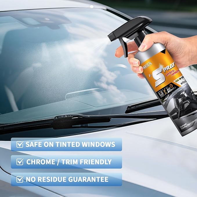 5-Sec Water Spot Remover for Cars - Streak-Free Windshield Cleaner with 45-Day Rain Protection, Safe on Tint/Trim