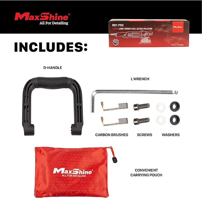 Maxshine M21 Pro Dual Action Polisher | 21mm Throw, 6” Backing Plate, 1000W Motor | Variable Speed, Ergonomic Grip, Low Vibration | Auto, Boat & Marine Detailing Buffer for Paint Correction
