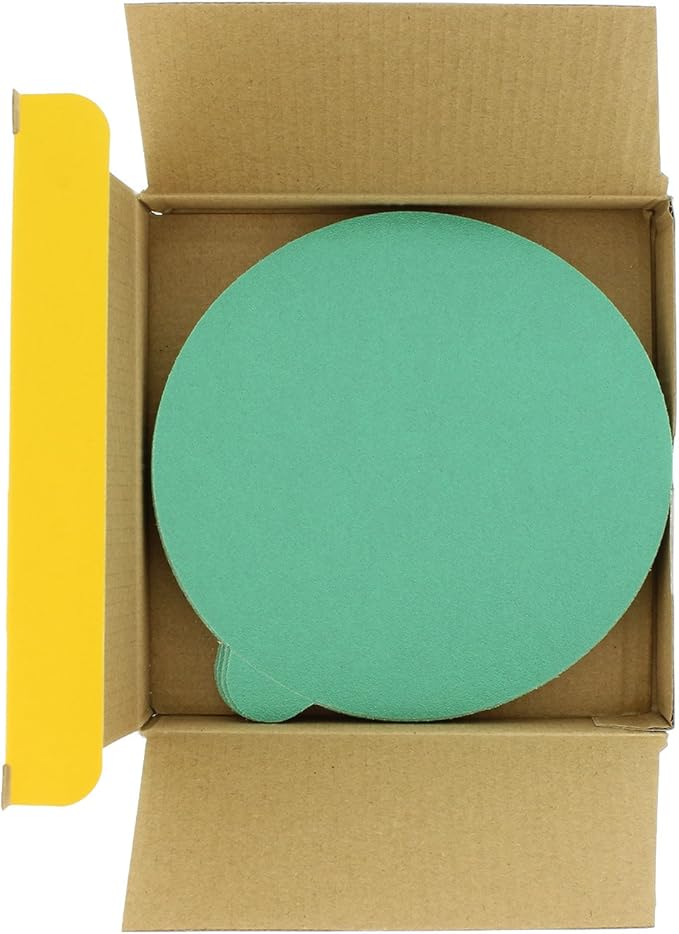 Dura-Gold Premium 6" Green Film PSA Sanding Discs - 120 Grit (Box of 25) - Self Adhesive Stickyback Sandpaper for DA Sanders, Finishing Coarse Cut Abrasive - Sand Automotive Paint, Woodworking Wood