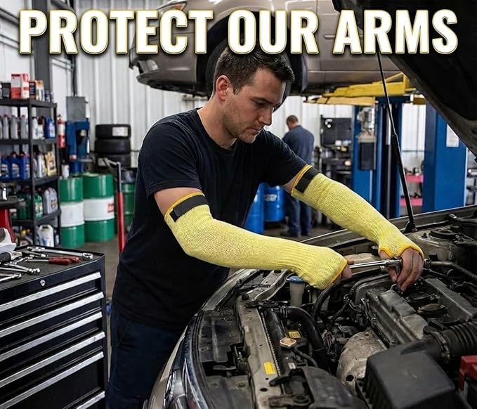GOL-SIV Cut Resistant Sleeves With Thumb Hole,Thin Skin Arm Protection Sleeves And Bruising, kevlar Sleeves For Gardening, Welding, Kitchen,For Women, Men, Elderly (Yellow, 17.7 in)