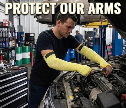 GOL-SIV Cut Resistant Sleeves With Thumb Hole,Thin Skin Arm Protection Sleeves And Bruising, Kevlar Sleeves For Women, Men, Elderly(Yellow,17.7 In)