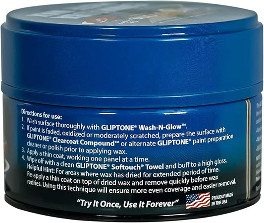 Gliptone Carnauba Paste Wax, Original Brazilian Carnauba Formula for Maximum Surface Protection and Long-Lasting Brilliant Shine, Easy Apply & Remove, 10.5 Oz
