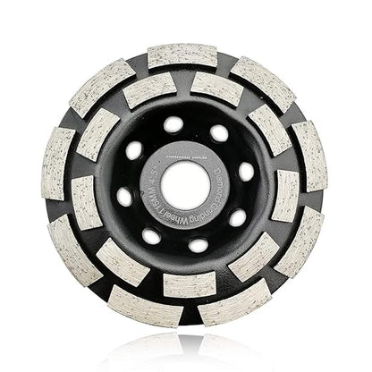 SHDIATOOL 4-1/2 Inch Double Row Diamond Grinding Cup Wheel for Concrete Granite Marble Masonry Brick Fits 7/8 Inch Arbor
