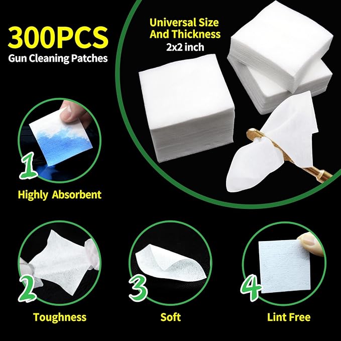 ILANSIN 3000/1500PCS Gun Cleaning Patches+CLP Oil,2"x2" Lint Free Gun Cleaning Cloth,Professional Wipes for Shot Pistol/All Caliber of Firearms.Store in Box Can Store Gun Cleaning Kit,Choose Your Set