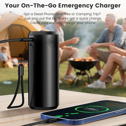 Tkkich Cordless Car Vacuum Cleaner with Removable Battery as 35W Power Bank, 6-in-1 Handheld Vacuum Blower Set,18000PA Mini Vacuum Cleaner 6000mAH with Brushless Motor for Car Home Pet Cleaning