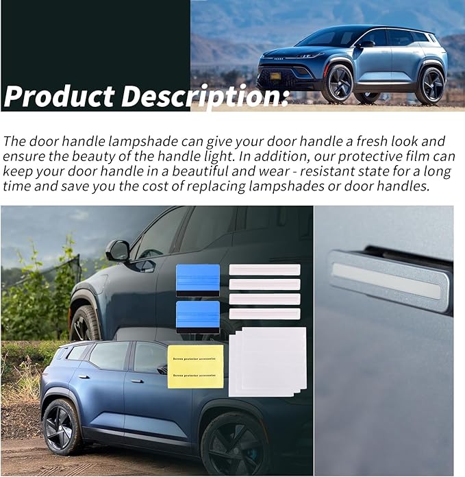 XTPTFABS Door Handle Light Cover Kit and Door Handle Protection Film Kit Compatible with Fisker Ocean 2023 2024 (Handle Light Cover and Protection Film)