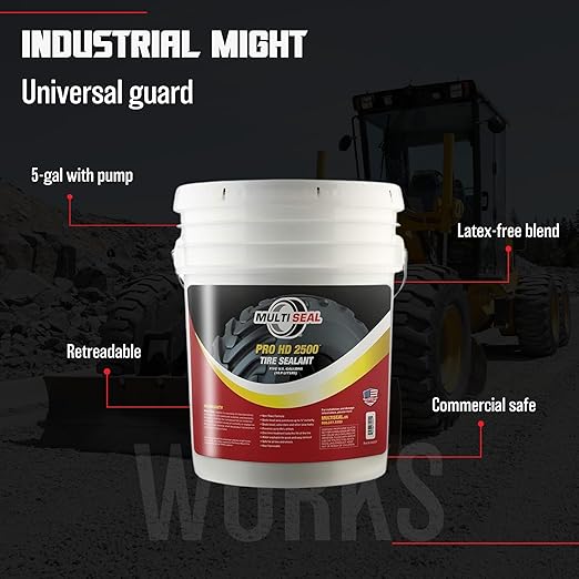 MULTI SEAL PRO HD 2500 - Our Workhorse Industrial Grade Tire Sealant Designed for Heavy Industrial and Agricultural Use, 5-Gallon Pail with Pump