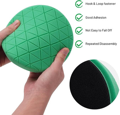 Buffing Polishing Pads, 7Pcs 5.5 Inch 140mm Face for 5Inch 125mm Backing Plate, Car Compound Buffing Sponge Pads and Woolen Pads Cutting Polishing Pad Kit for Car Polishing and Waxing