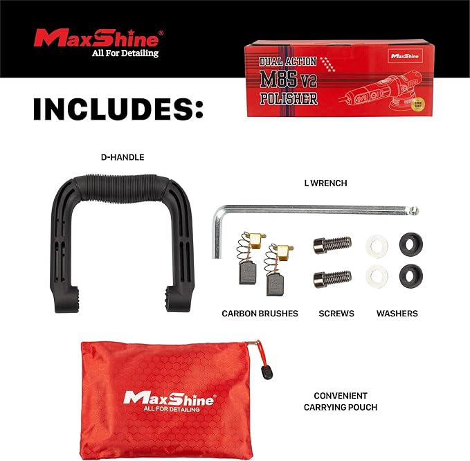 Maxshine M8S V2 Dual Action Polisher | 8mm Throw, 5” Backing Plate, 1000W Motor, 6-Speed | Thread 5/16” | Auto, Boat & Marine Detailing Tool for Paint Correction, Swirl & Scratch Removal