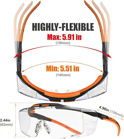 HTS HUNTERSKY HUNTERSKY ANSI Z87 Anti Fog Lab Safety Glasses Fit Over Eyeglasses Up to 1.88 inch 100% UV Protective Goggles