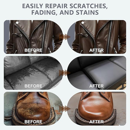WYCOON Leather Recoloring Balm with 100ml Mink Oil Conditioner | Black Repair Kit, Dye & Color Restorer for Furniture, Sofa, Car Seats, Bags | Restore Faded & Scratched Surfaces
