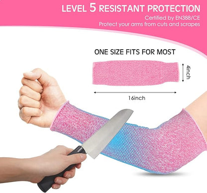 Geyoga 2 Pairs Arm Sleeves Guards Arm Protectors for Thin Skin and Bruising Protective Cut Resistant Sleeves for Men Women(Large,Hppe,Gray, Pink)