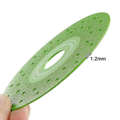 LOZLIN 3PCS 115MM Vacuum Brazed Ultra-Thin Multi-Pore Flat Abrasive Sheet Disc for Porcelain Glass Ceramic Tile Granite Marble Diamond Saw Blade (Green and Porous, 5)