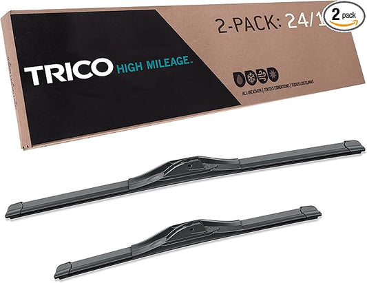 TRICO Solutions™ High Mileage 24 Inch & 18 Inch Pack of 2 High Performance Automotive Replacement Windshield Wiper Blade for Select Chevrolet, Hyundai, Kia, Subaru, Nissan Models (56-2418)