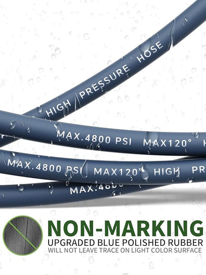 3/8" 4800PSI Pressure Washer Hose 125FT with Swivel Quick Connect for Cold/Hot Water Max 248°F, Kink Resistant Steel Wire Braided, Wear Resistant Power Washer Hose with M22 14mm Adapter