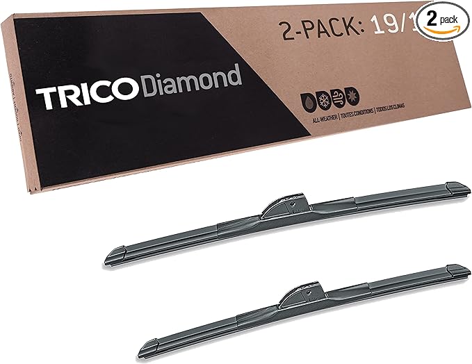 TRICO Diamond 19" + 18" Premium Automotive Replacement Windshield Wiper Blades (Set of 2), Passenger and Driver Side All-Weather Beam Wiper Blades for Select Vehicle Models