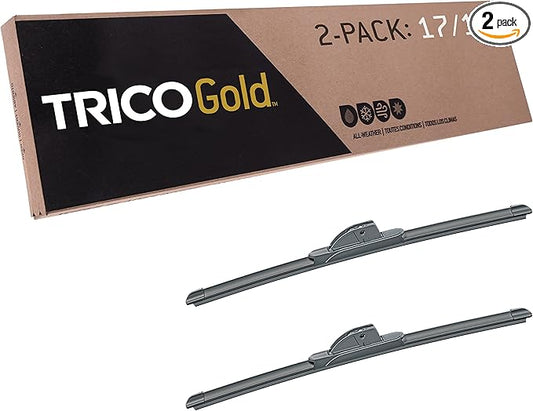 TRICO Gold™ (18-1717) 17 & 17 Inch Pack of 2 Automotive Replacement Windshield Wiper Blades for My Car Premium All Weather Beam Blade for Select Vehicle Models