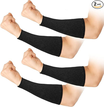 Geyoga 2 Pairs Cut Resistant Sleeve Arm Protection Level 5 Protection Safety Protective Sleeves Arm Protectors for Men Women(9.45 x 4.72 Inches,Black)