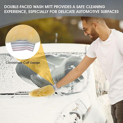 SM Arnold Spun Gold™ Professional Car Wash Mitt 2-Pack - Durable, Scratch-Resistant, 8" x 11", Lorene Synthetic Fibers | for Auto Detailing, Cleaning Supplies, Vehicle Care & Maintenance