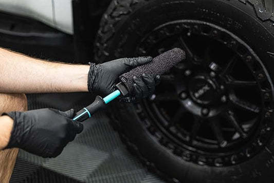 Detail Factory - Wheel Brush Mini with Interchangeable Microfiber Covers - Ultra-Soft Cleaning, Washing and Detailing Wheels, Tires, and Rims - Riptide