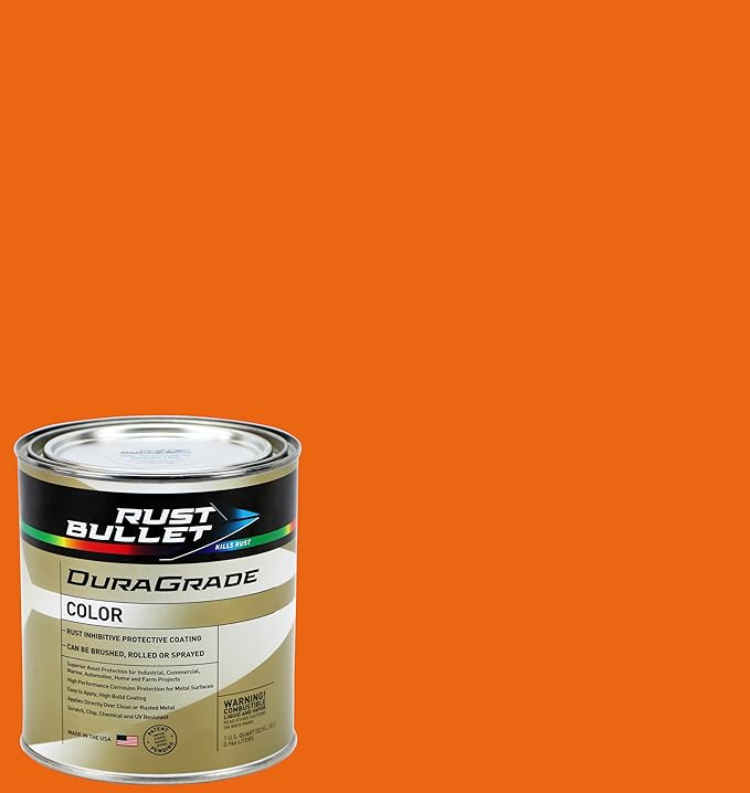 RUST BULLET DuraGrade Color - Orange - 1 Quart - Advanced Technology Corrossion Control, Rust Inhibitor & Protective Coating, Exceptional Adhesion, UV Resistant