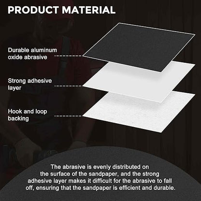Kozelo 50 Pcs Sanding Discs 5 Inch 240 Grit Hook and Loop Orbital Sandpaper Suitable for Metal Wood Furniture DIY Grinding and Polishing, Black