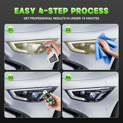 WEICA Headlight Cleaner Spray Kit - 2 Step Pro Strength Formula with Plant Based Sealant to Restore Clarity for Light Hazing Regular Upkeep