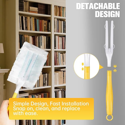 8PCS Replacement Dust Handles Stick Only Compatible with Swiffer Duster Handle Extendable Detachable Wand for Cleaning Car Blinds Furniture Electronics (8, Yellow & White)
