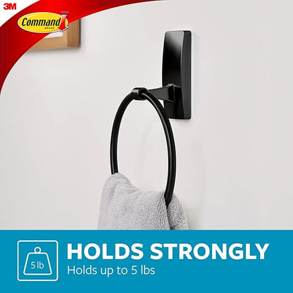 Command Hand Towel Holder Matte Black with Water Resistant Command Strips, Rust Resistant Bathroom Organizer, Holds up to 5 lbs