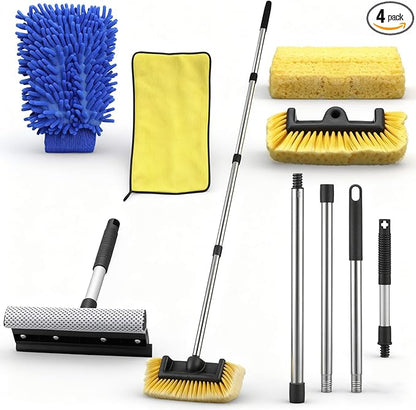 LemonRoad 65'' Five-Sided Car Wash Brush with Long Extendable Handle, Scratch-Free Soft Bristles Car Cleaning Wash Mop Kit, Universal for Truck RV SUV Boats Floors