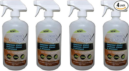 Venco Clear X - Polymer Glass Cleaner, Cleans and Protect (32oz Bottles, 4 pack – 1Gl per Box)