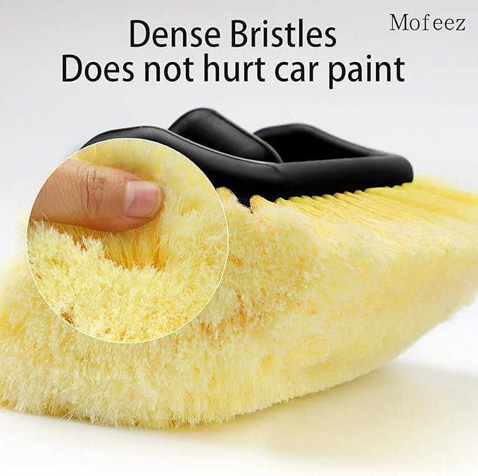 MOFEEZ 10" Car Wash Brush with Soft Detailing Bristle, Flow-Thru Dip Brush for Car Boat RV Camper Truck Washing