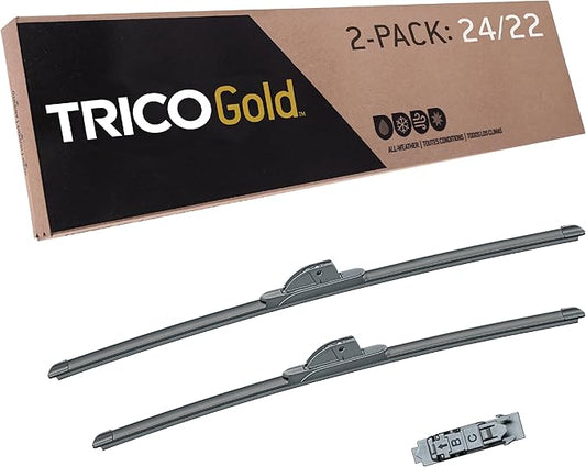 TRICO Gold 24" + 22" Premium Automotive Replacement Windshield Wiper Blades (Set of 2), Passenger and Driver Side All-Weather Beam Wiper Blades for Select Vehicle Models