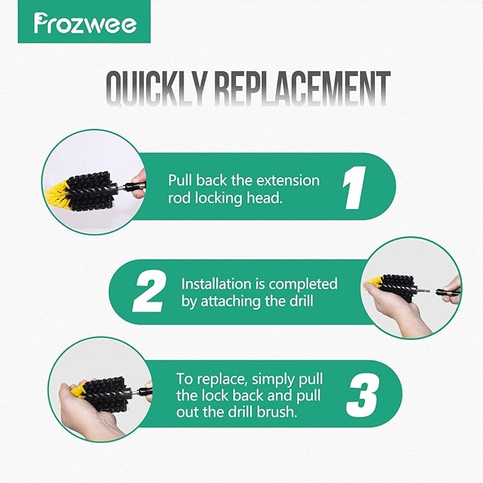 Prozwee 2PACK Tile Corner Drill Brush Set,with Extend Bar Which can Hold and Stabilize,Upgraded Brush Made to Tackle Corner Stains,Cleaning Corner of Grout, Tiles, Sinks,Bathroom,etc.