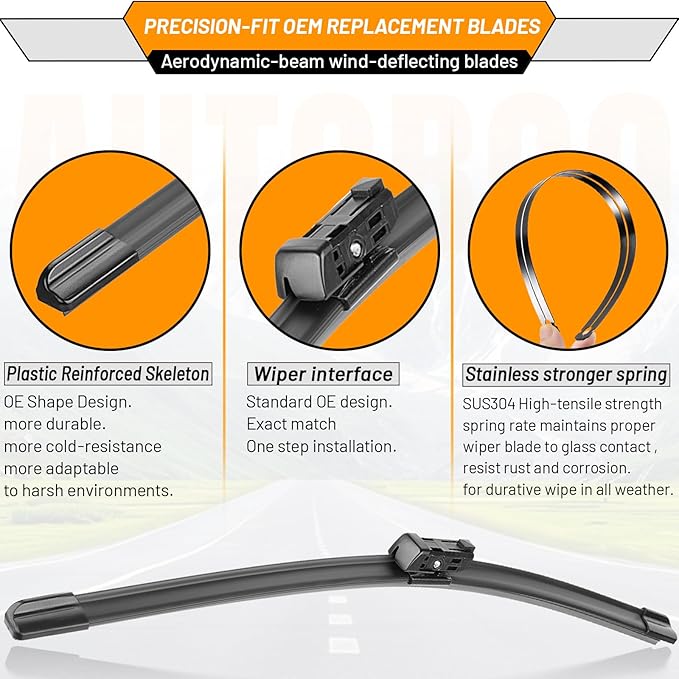 AUTOBOO 26"+18" Windshield Wipers with 11" Rear Wiper Blade Replacement for VW Volkswagen Golf GTI e-Golf 2021 2020 2019 2018 2017 2016 2015 -Original Factory Quality (Pack of 3)