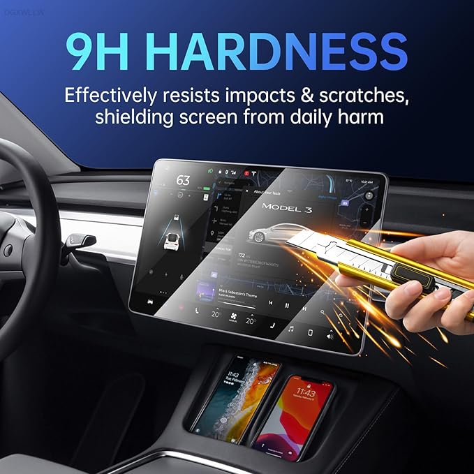 DGXWLLW Screen Protector for Tesla Model Y Juniper 2025 2026 Model 3 Highland 2024 2025 with Alignment Kit Front Back Tempered Glass Touch Screen Protective 9H Hardness Anti Glare Fingerprint HD Clear