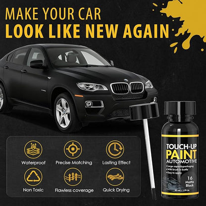 Car Scratch Remover, 30ml Matte Black Car Paint Touch Up for Deep Scratches, Quick Drying, Easy to Use, Includes Body Putty & Sandpaper for Professional DIY Finish