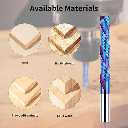 EANOSIC Compression Spiral Router Bit 1/2 Inch Shank, Extra Long 5 Inch Overall Length, 3 Inch Cutting Length, UP&Down CNC Router Bits for Woodworking Milling Slot Mortise