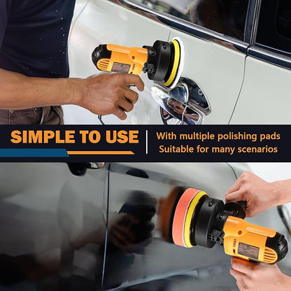CJC Buffer Polisher - 110V 600W Variable Speed Machine - Random Orbital Buffer for Floor, Car, Furniture, Metal Waxing and Polishing With Professional Buffing Kit(6pcs)