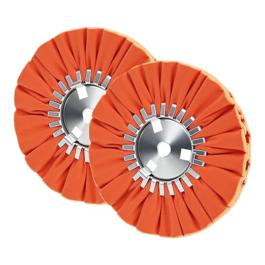 QZATTCAEN 8" Orange Airway Buffing Wheel,5/8'' Arbor Hole,12 Plys/Medium Polishing for Angle Grinder,2PCS