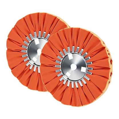 QZATTCAEN 8" Orange Airway Buffing Wheel,5/8'' Arbor Hole,12 Plys/Medium Polishing for Angle Grinder,2PCS