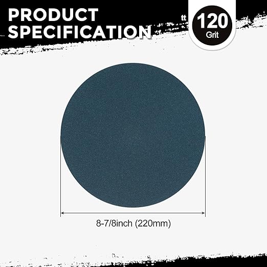 Kozelo 25 Pcs Sanding Discs 8-7/8 Inch 120 Grit Hook and Loop Orbital Sandpaper Suitable for Metal Wood Furniture DIY Grinding and Polishing, Blue