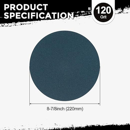 Kozelo 25 Pcs Sanding Discs 8-7/8 Inch 120 Grit Hook and Loop Orbital Sandpaper Suitable for Metal Wood Furniture DIY Grinding and Polishing, Blue