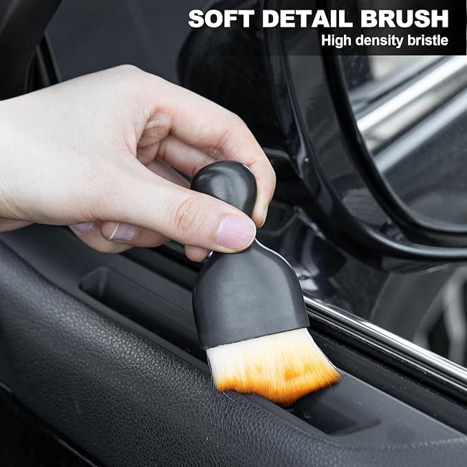 ThinkLearn Car Interior Detailing Kit, Car Cleaning Kit Interior, Including 7Pcs Auto Detailing Brush Set and Storage Bag, Car Accessories Supplies Tools for Auto Truck Cleaning