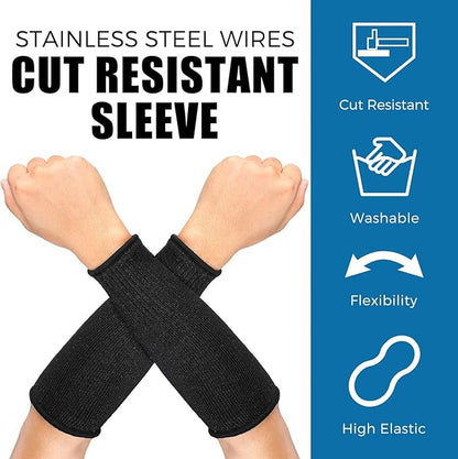 2 Pairs Cut Resistant Sleeve Arm Protection Sleeves Level 5 Protection Safety Protective Sleeves for Men Women (Black, 8.6 x 3.7 Inches)