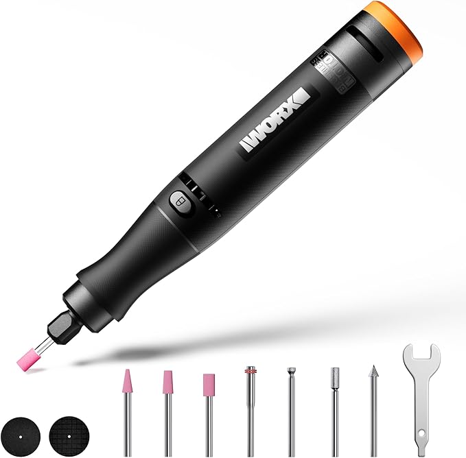 MAKERX Cordless Rotary Tool Kit, 20V Power Rotary Tool for Sanding, Carving, Drilling, Engraving, Polishing, DIY Crafts with 42 Accessories, Brushless Motor, 5000-35000 RPM Variable Speed,Tool Only