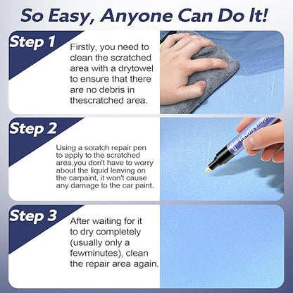 2PCS Magic Car Scratch Removal Pen, Professional Repair Solution for All Cars, Works On Any Color to Fix Scratches Swirl Marks and Scuffs,Weatherproof Touch-Up Paint Pen