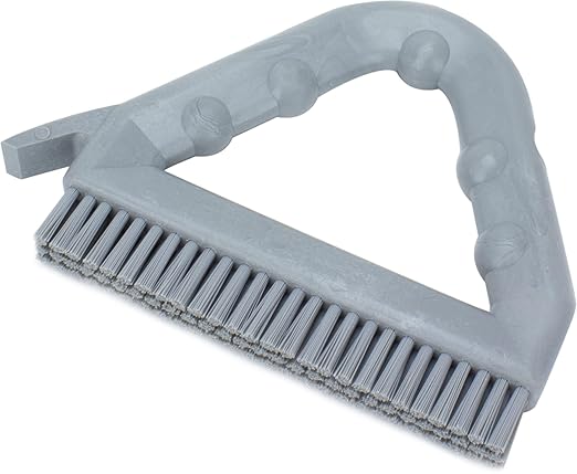 SPARTA Plastic Commercial Grout Brush, Triangle-Shaped Scrub Brush with Scraper and Two Threaded Holes for Attaching Handle (Sold Separately), 9 x 7 x 7 Inches, Gray, (Pack of 4)