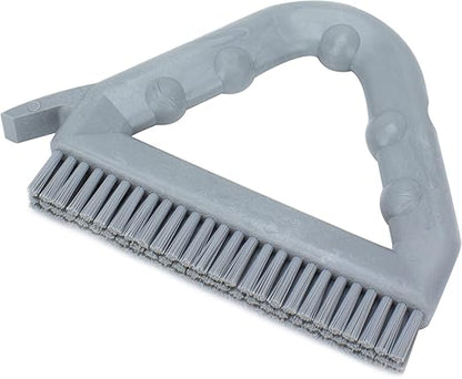 SPARTA Plastic Commercial Grout Brush, Triangle-Shaped Scrub Brush with Scraper and Two Threaded Holes for Attaching Handle (Sold Separately), 9 x 7 x 7 Inches, Gray, (Pack of 4)