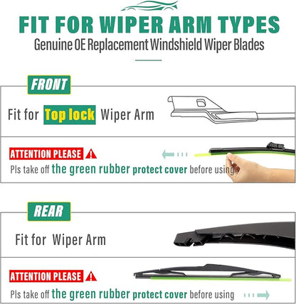 26" 20" 14" Windshield Wiper Blades Replacement for Volvo XC60 2012 2013 2014 2015 2016 2017 Premium All Weather Front Rear Wipers Set - OEM Quality (Pack of 3)